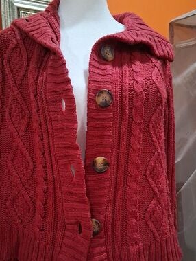 St. John's Bay Brick Red Cable-Knit Button Cardigan